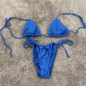 La Hearts Electric Blue String Bikini Set